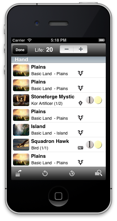 Life counter on iPhone deck test screen