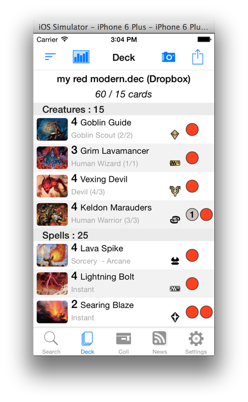 Decked Builder running on the iPhone 6+ Simulator